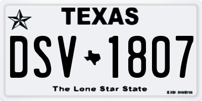TX license plate DSV1807