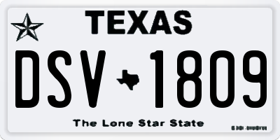 TX license plate DSV1809