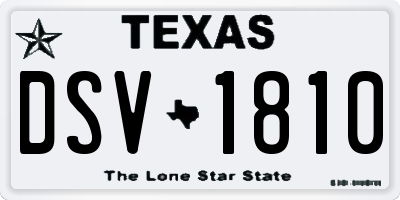 TX license plate DSV1810
