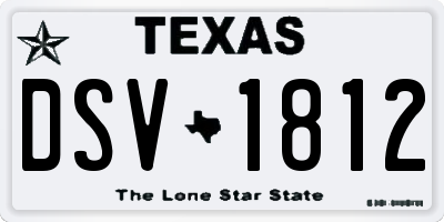 TX license plate DSV1812