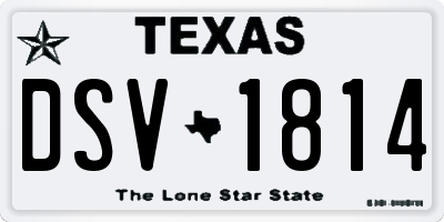 TX license plate DSV1814