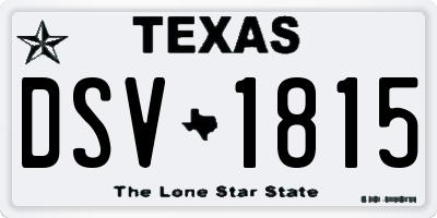 TX license plate DSV1815