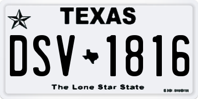 TX license plate DSV1816