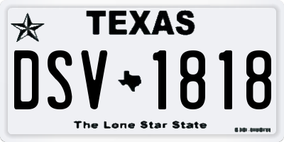 TX license plate DSV1818