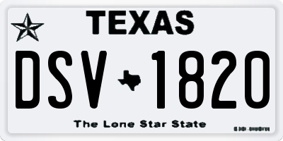 TX license plate DSV1820