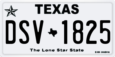 TX license plate DSV1825