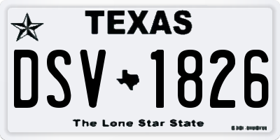 TX license plate DSV1826