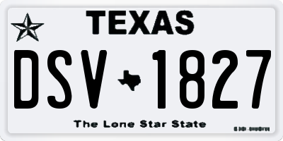 TX license plate DSV1827