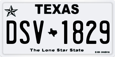 TX license plate DSV1829