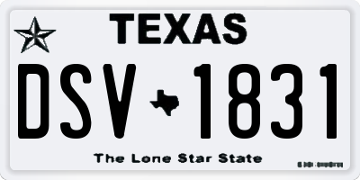TX license plate DSV1831