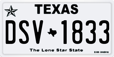 TX license plate DSV1833