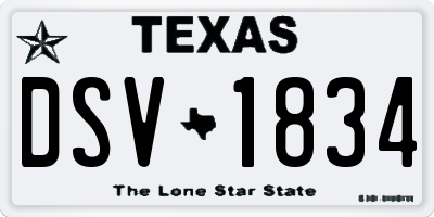 TX license plate DSV1834