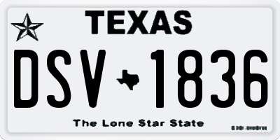 TX license plate DSV1836