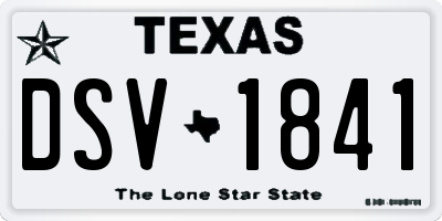 TX license plate DSV1841
