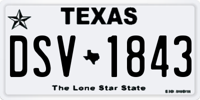 TX license plate DSV1843