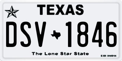 TX license plate DSV1846