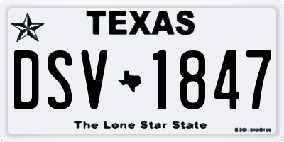 TX license plate DSV1847