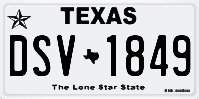 TX license plate DSV1849