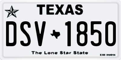 TX license plate DSV1850