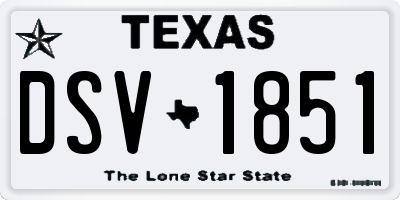 TX license plate DSV1851
