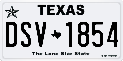 TX license plate DSV1854