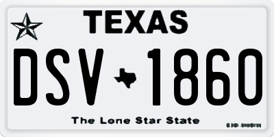 TX license plate DSV1860