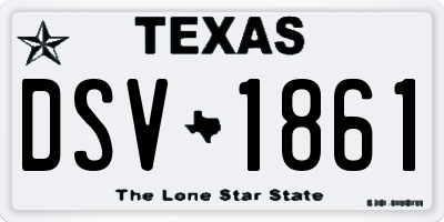 TX license plate DSV1861