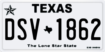 TX license plate DSV1862