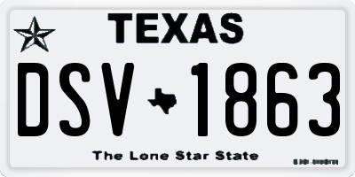 TX license plate DSV1863