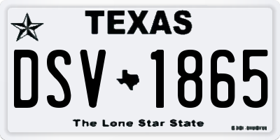 TX license plate DSV1865