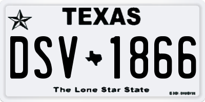 TX license plate DSV1866