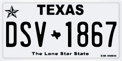 TX license plate DSV1867