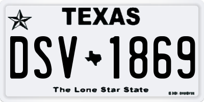 TX license plate DSV1869