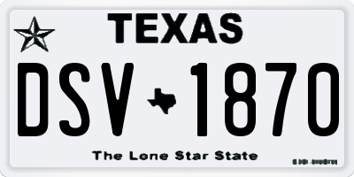TX license plate DSV1870