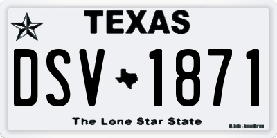 TX license plate DSV1871