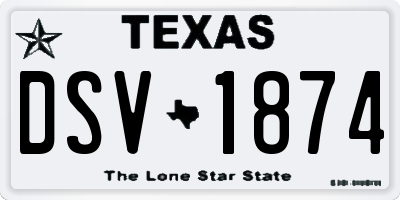 TX license plate DSV1874