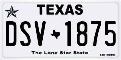 TX license plate DSV1875