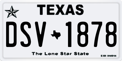 TX license plate DSV1878