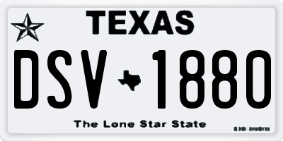 TX license plate DSV1880