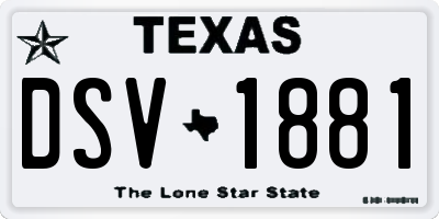 TX license plate DSV1881