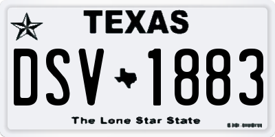 TX license plate DSV1883