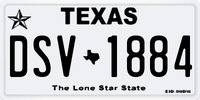 TX license plate DSV1884