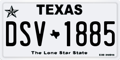 TX license plate DSV1885