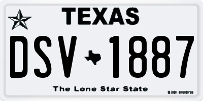 TX license plate DSV1887