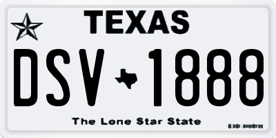 TX license plate DSV1888