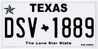 TX license plate DSV1889