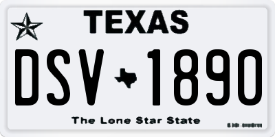 TX license plate DSV1890