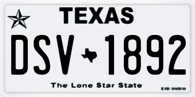 TX license plate DSV1892