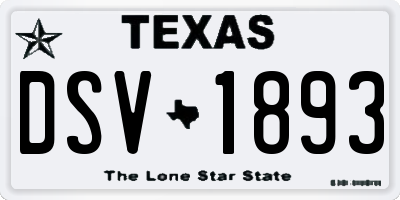 TX license plate DSV1893