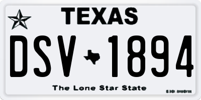 TX license plate DSV1894